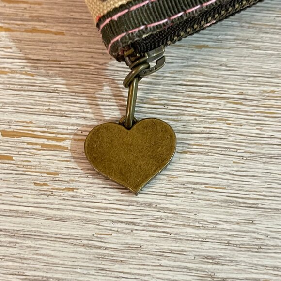 New Gap Canvas Pouch Wristlet Love Heart Pink Brown Tan Multi NWOT - Picture 6 of 8